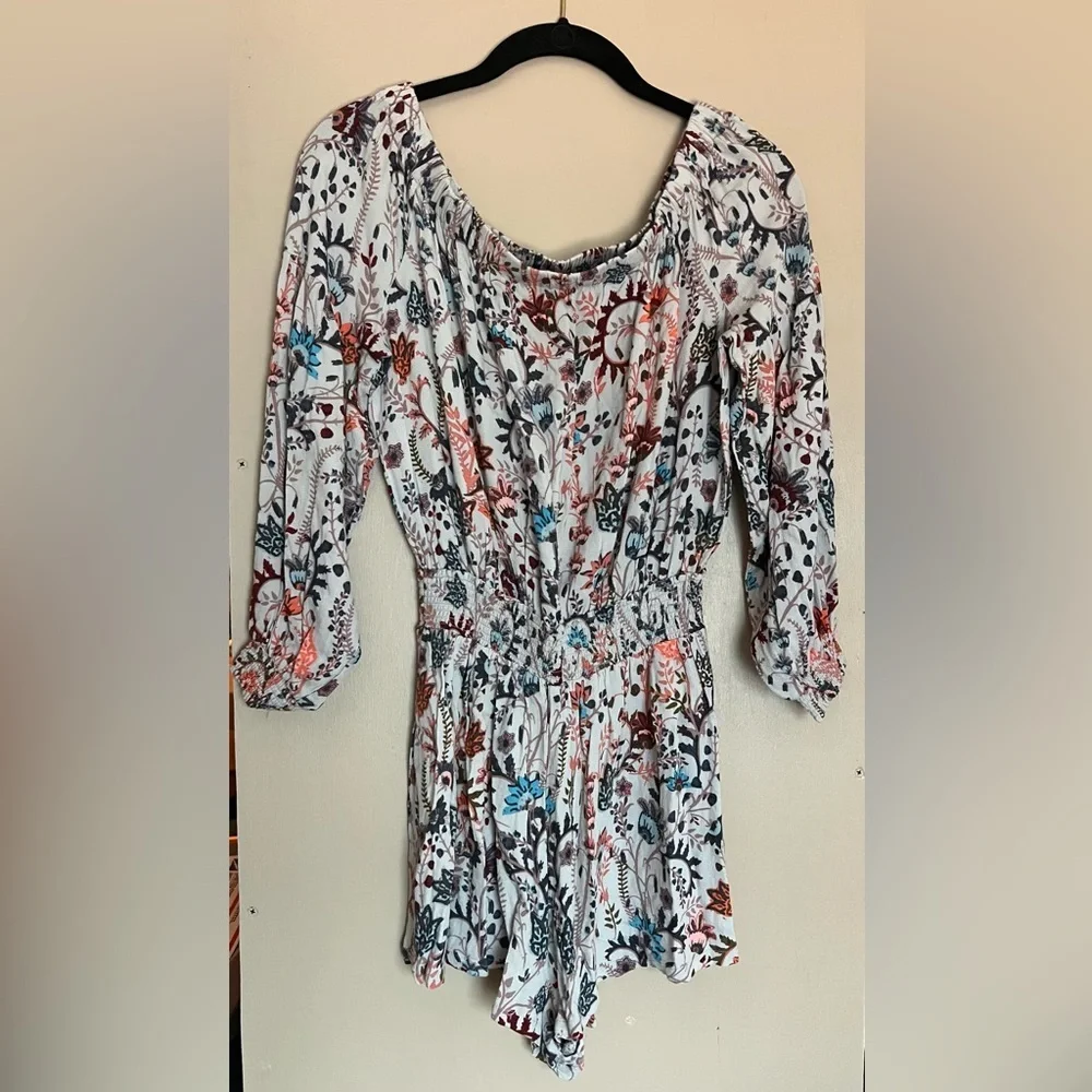 Free People Pretty and Free Floral Off-Shoulder Romper